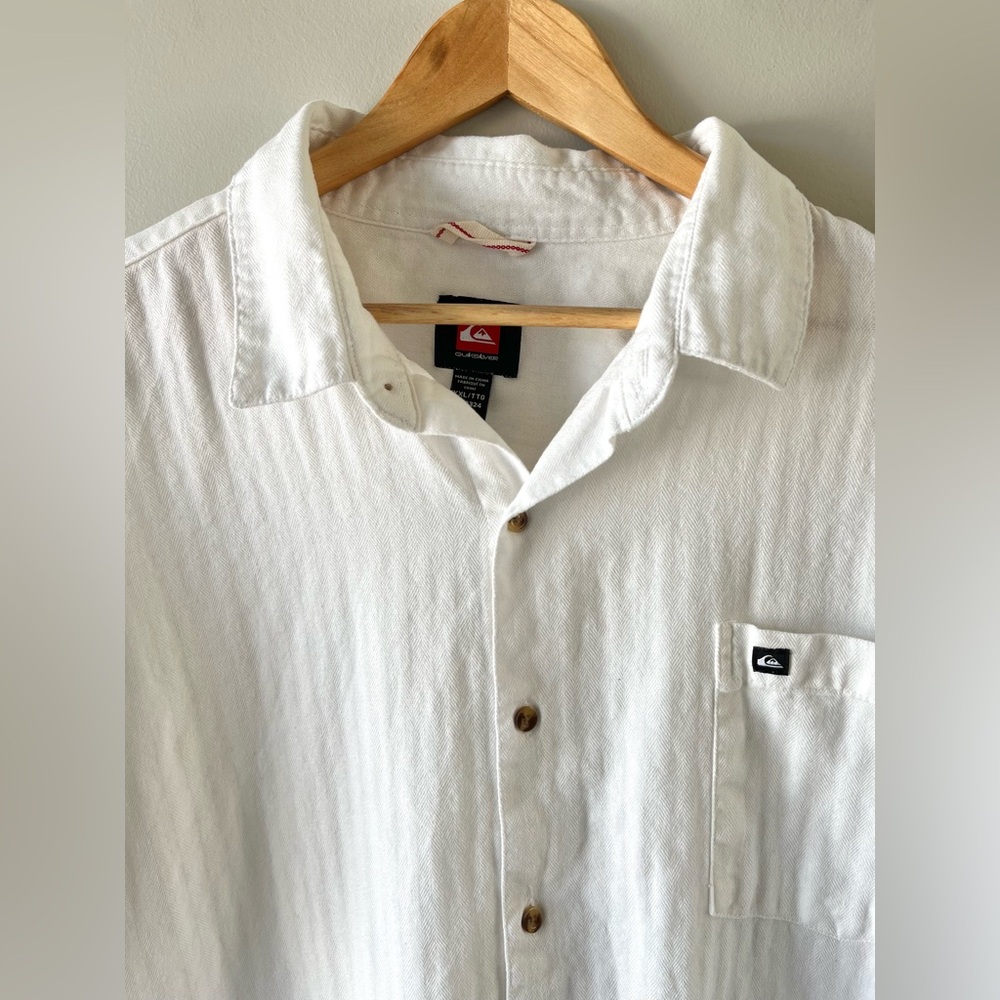 Quiksilver Men's White Casual Button-Down Shirt Size XXL Coastal Beach Summer - Picture 6 of 11